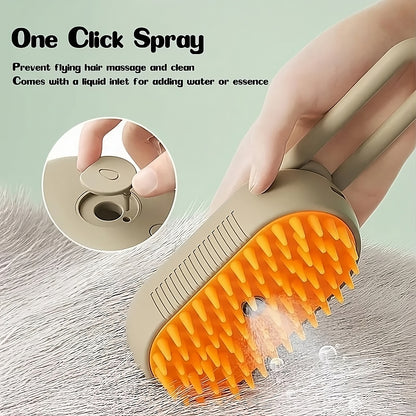 3-in-1 Steamy Pet Brush – Groomer, Detangler & Massager