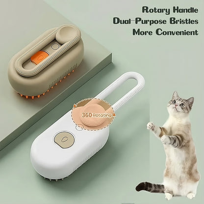 3-in-1 Steamy Pet Brush – Groomer, Detangler & Massager